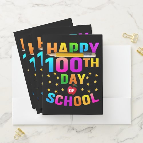 Happy 100th Day of School For Teachers  Students Pocket Folder