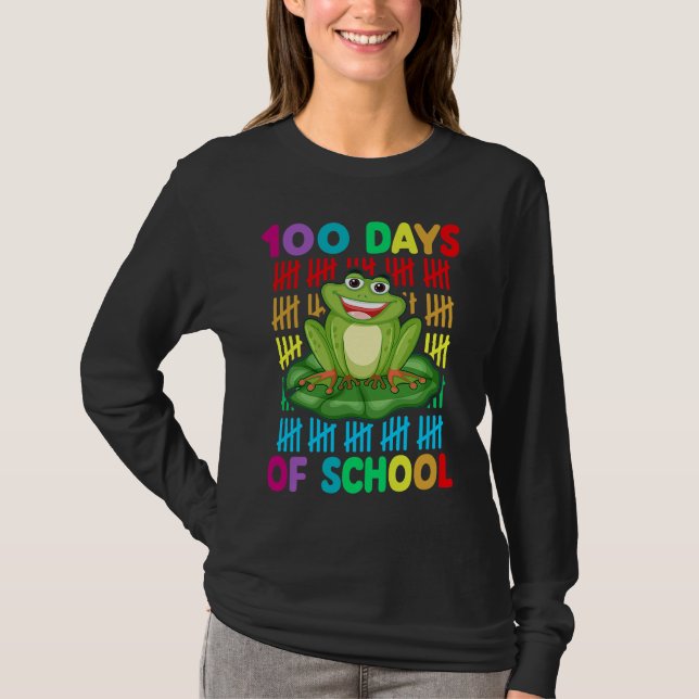 Happy 100th Day Of School Frog  Teacher Student Ki T-Shirt (Front)