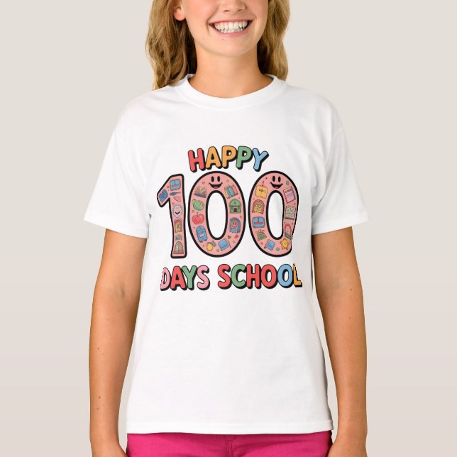 Happy 100th Day of School Fun T-Shirt (Front)