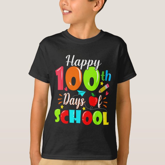 Happy 100th Day Of School Funny Teachers Sudents K T-Shirt (Front)