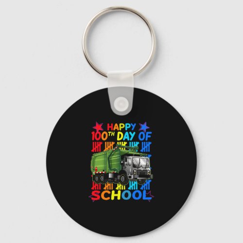 Happy 100th Day of School Garbage Truck for Kids B Keychain