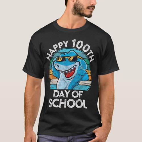 Happy 100th Day of School Gift Shark Lover Student T_Shirt