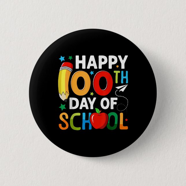 Happy 100th Day Of School Kids 100 Days Of School  Button (Front)