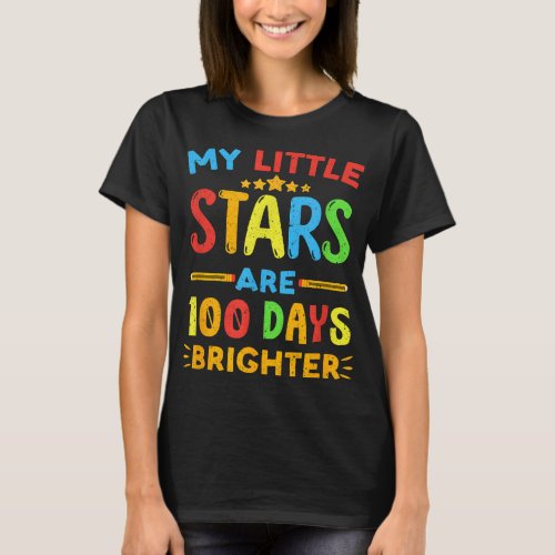Happy 100th Day Of School My Little Stars Cute Tea T_Shirt