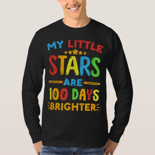 Happy 100th Day Of School My Little Stars Cute Tea T_Shirt