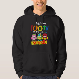 Happy 100th Day Of School Owl Kids 100 Days Teache Hoodie