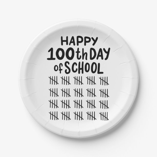 Happy 100th Day of School Paper Plates (Front)