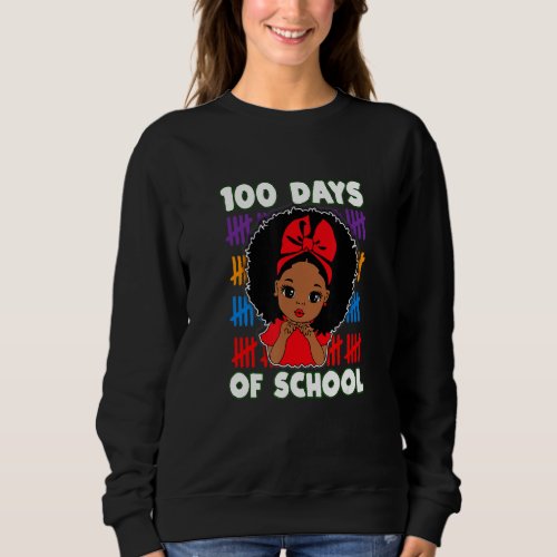 Happy 100th Day Of School Peekaboo Girls Black Gir Sweatshirt