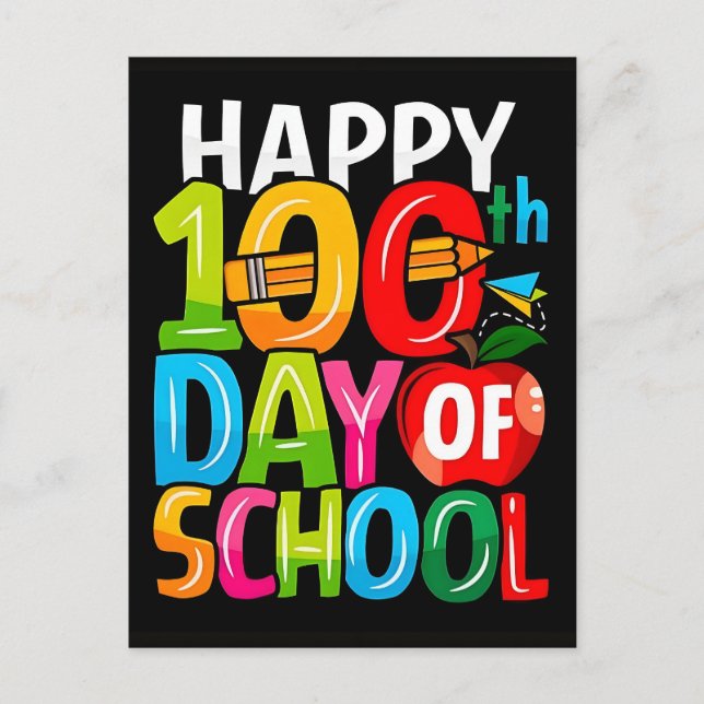 Happy 100th Day Of School Playful Shirt Holiday Postcard (Front)