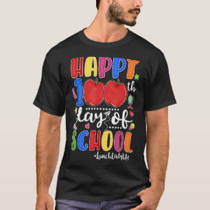 Happy 100th Day Of School Red Plaid Apple Lunch La T-Shirt