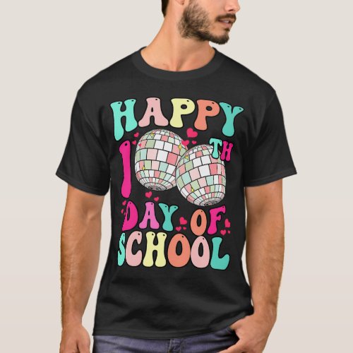 Happy 100th Day of School Retro Disco 100 Days Tea T_Shirt