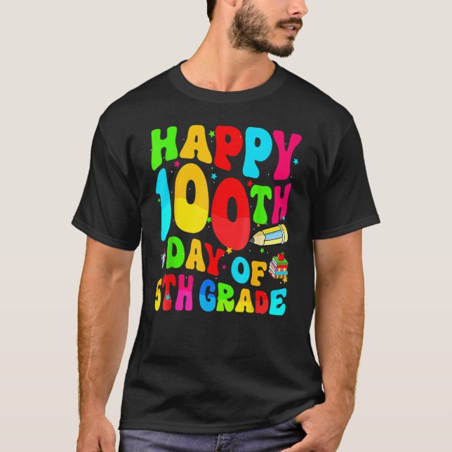 Happy 100th Day Of School Retro Groovy 100 Days 5t T-Shirt (Front)