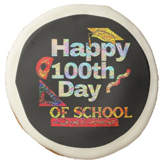 Happy 100th day of school retro style    sugar cookie (Front)
