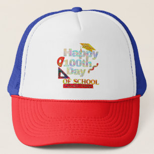 Happy 100th day of school retro style    trucker hat