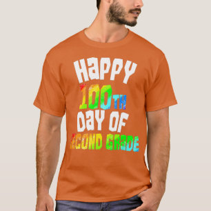 Happy 100th Day Of School Second Grade Rainbow T-Shirt