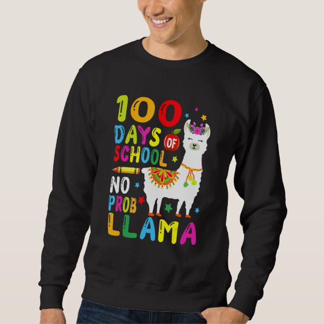 Happy 100th Day Of School Shirt No Probllama Llama (Front)