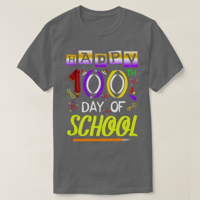 Happy 100th Day of School Teacher Boys Girls Kids T-Shirt (Design Front)