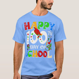 Happy 100th Day Of School Teacher Rainbow   100 Da T-Shirt