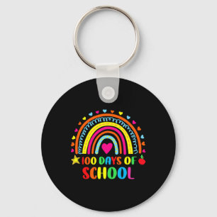 Happy 100th Day Of School Teacher Rainbow 100 Days Keychain