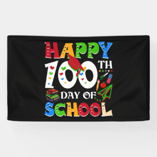 Happy 100th Day Of School Teacher Rainbow Banner