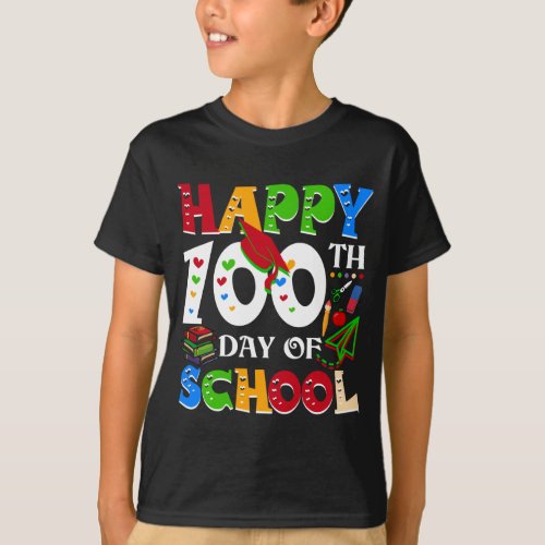 Happy 100th Day Of School Teacher Rainbow T_Shirt