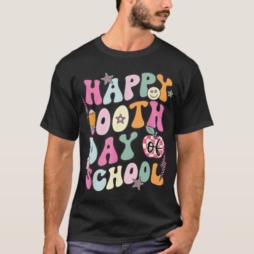 Happy 100th Day Of School Teacher Retro Groovy 100 T_Shirt