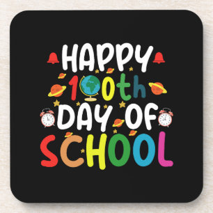 Happy 100th Day of School Teacher Student Beverage Coaster