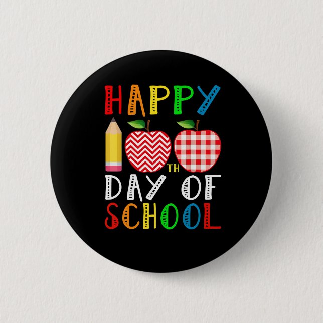 Happy 100th Day of School Teacher Student Kids Gif Button (Front)