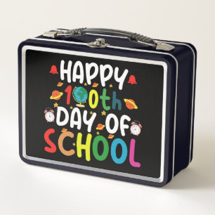 Happy 100th Day of School Teacher Student Metal Lunch Box