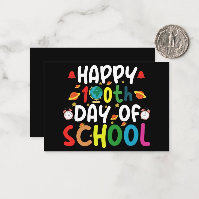 Happy 100th Day of School Teacher Student Note Card (Front/Back In Situ)