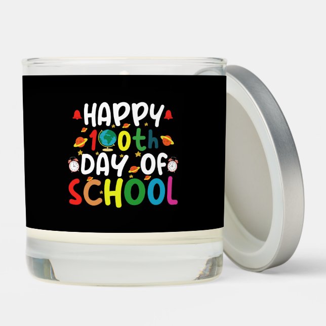 Happy 100th Day of School Teacher Student Scented Candle (Lid)