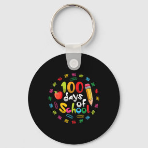 Happy 100th Day of School Teachers Students 100 Da Keychain