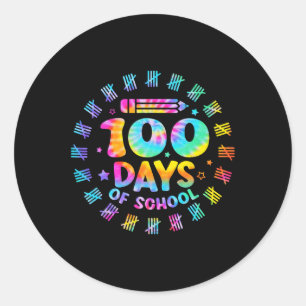 Happy 100th Day Of School Tie Dye 100 Days Smarter Classic Round Sticker