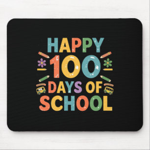 Happy 100th Day Of School Tie Dye Rainbow 100 Days Mouse Pad