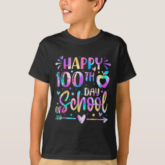 Happy 100th Day Of School Tie Dye Rainbow 100 Days T-Shirt