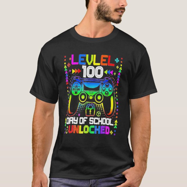 Happy 100th Day Of School Video Gamer Level 100 Un T-Shirt (Front)