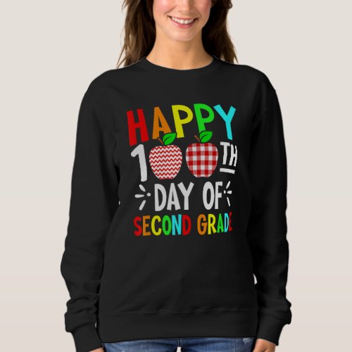 Happy 100th Day Of Second Grade Teacher Apple Buff Sweatshirt