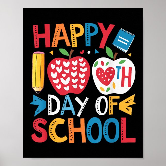 Happy 100th Days Of School Teacher Student 100 Day Poster (Front)