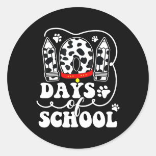 Happy 101 Days School Cute Dog Lover 100 Days Stud Classic Round Sticker