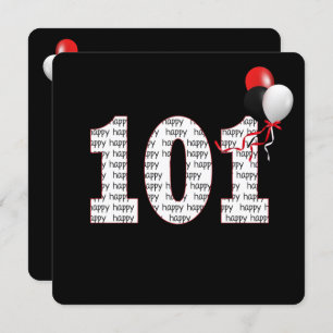 Happy 101st Birthday On Black Invitation