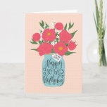 Happy 101st Birthday Sister w Mason Jar of Flowers Card<br><div class="desc">A mason jar filled with a gorgeous bunch of peonies and white flowers with the hand lettered words 'For my sister' on the tag and 'Happy 101st Birthday' on the mason jar. The perfect birthday card to celebrate your sister's birthday! © Ness Nordberg</div>