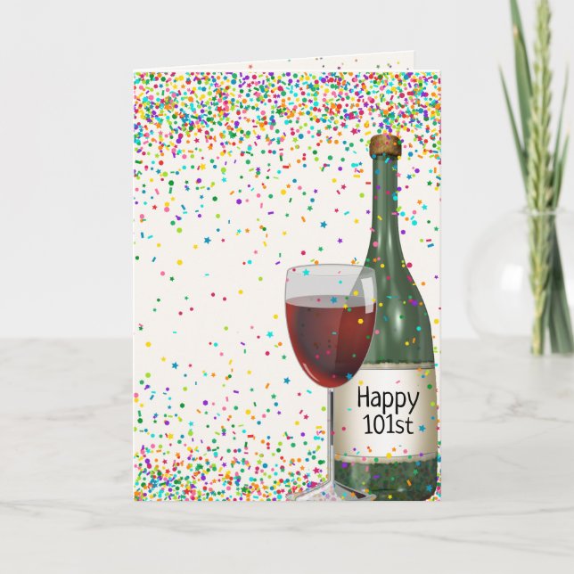 Happy 101st Birthday wine bottle Card (Front)