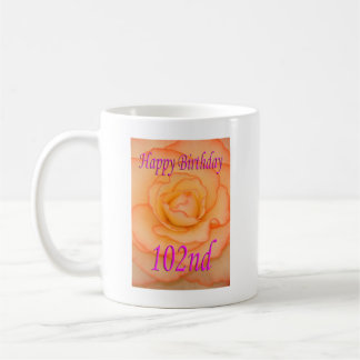 Happy 102nd Birthday Yellow Flower with Pink Trim Coffee Mug