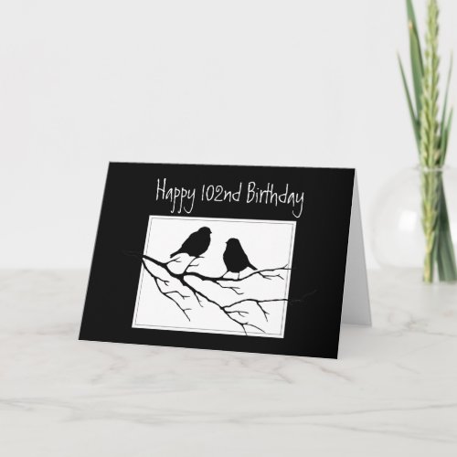 Happy 102nd One Hundred Second Birthday Two Birds Card