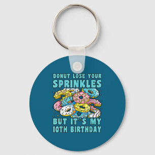 Happy 10 birthday 10 year old donut 10th birthday keychain