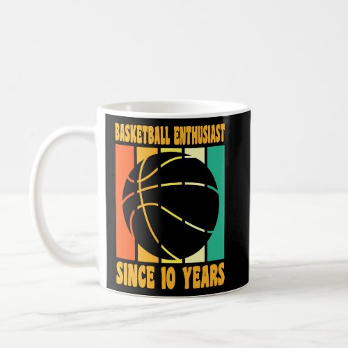 Happy 10 Birthday 10 Year Old Retro Basketball 10t Coffee Mug