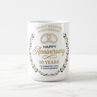 Happy 10th Anniversary Laurel Rings Coffee Mug
