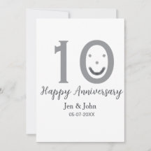 Happy 10th anniversary name date gray bold emoji
