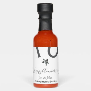Happy 10th anniversary name date gray metal star b hot sauces