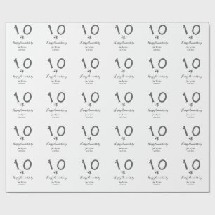 Happy 10th anniversary name date gray metal star b wrapping paper
